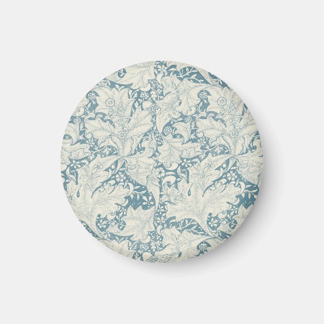 William Morris Wallblommas blommigt Blue Damask Magnet (Framsidan)
