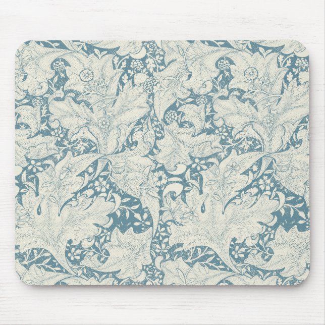William Morris Wallblommas blommigt Blue Damask Musmatta (Framsidan)