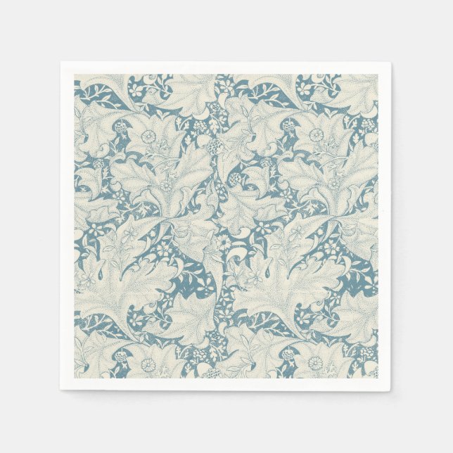 William Morris Wallblommas blommigt Blue Damask Pappersservett (Framsidan)