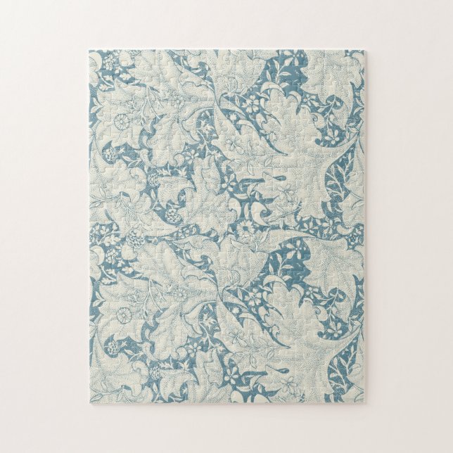 William Morris Wallblommas blommigt Blue Damask Pussel (Vertikal)