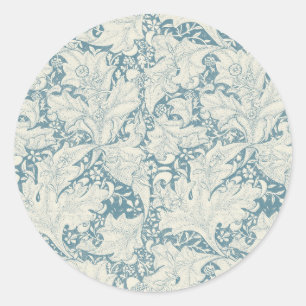 William Morris Wallblommas blommigt Blue Damask Runt Klistermärke