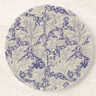 William Morris Wallblommas blommigt Blue Damask Underlägg