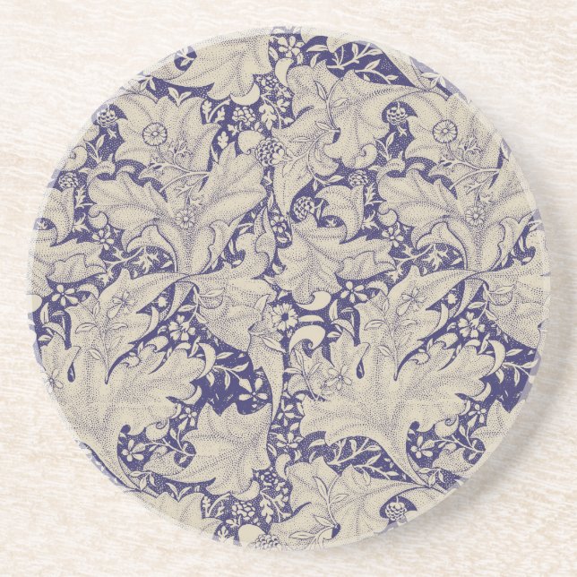 William Morris Wallblommas blommigt Blue Damask Underlägg (Framsidan)