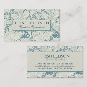 William Morris Wallblommas blommigt Blue Damask Visitkort
