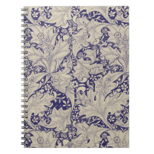 William Morris Wallflower Mönster Antik Blå Anteckningsbok