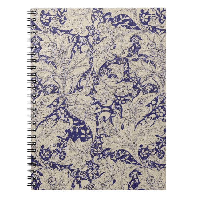 William Morris Wallflower Mönster Antik Blå Anteckningsbok (Framsidan)