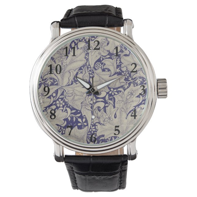 William Morris Wallflower Mönster Antik Blå Armbandsur (Framsida)