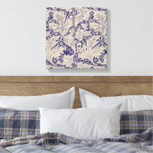 William Morris Wallflower Mönster Antik Blå Canvastryck
