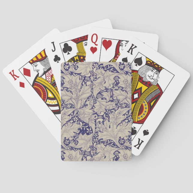 William Morris Wallflower Mönster Antik Blå Casinokort (Baksidan)