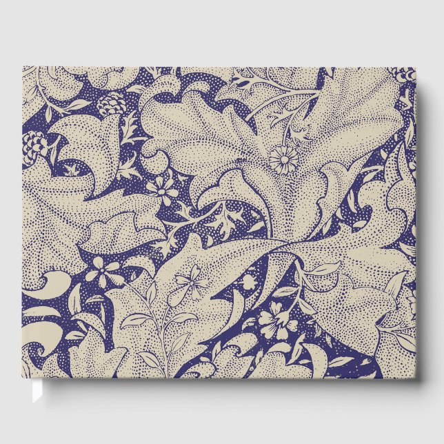 William Morris Wallflower Mönster Antik Blå Gästböcker (Framsida)