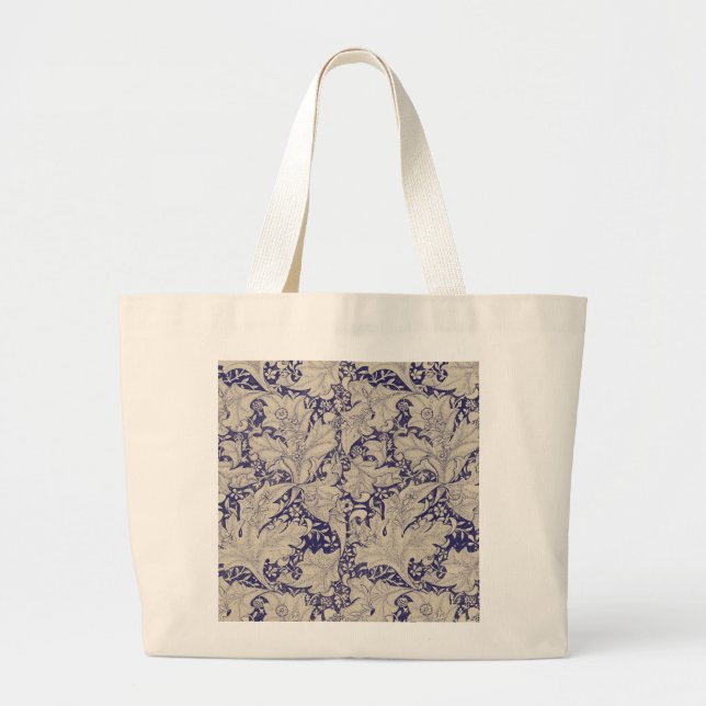 William Morris Wallflower Mönster Antik Blå Jumbo Tygkasse (Framsidan)