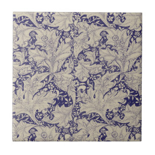William Morris Wallflower Mönster Antik Blå Kakelplatta