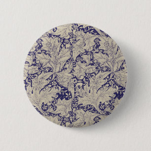 William Morris Wallflower Mönster Antik Blå Knapp