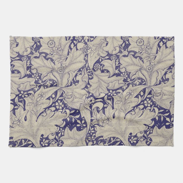 William Morris Wallflower Mönster Antik Blå Kökshandduk (Horisontell)