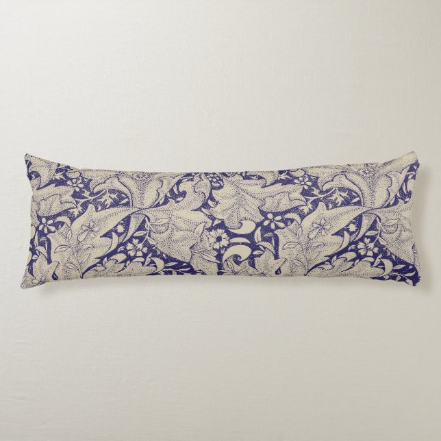 William Morris Wallflower Mönster Antik Blå Kroppskudde (Framsidan)