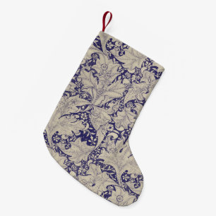 William Morris Wallflower Mönster Antik Blå Liten Julstrumpa