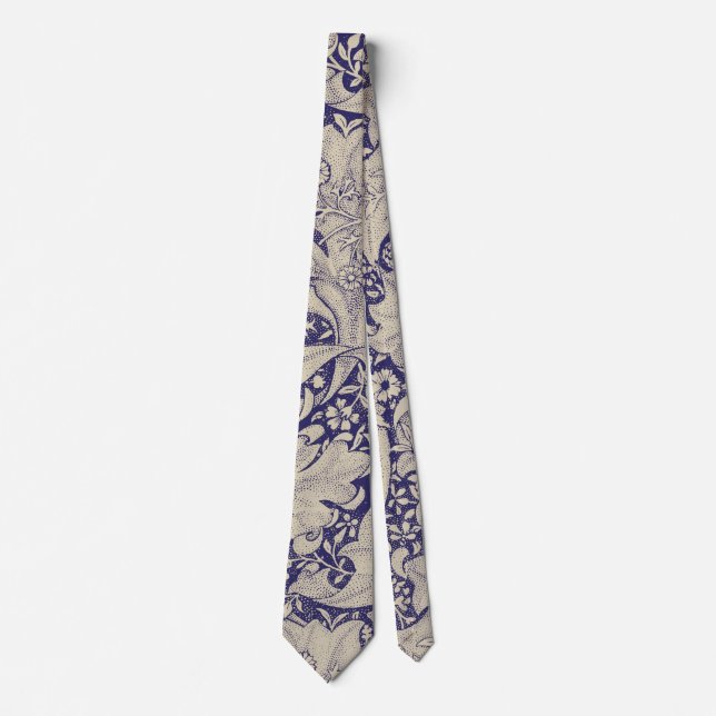 William Morris Wallflower Mönster Antik Blå Slips (Framsida)