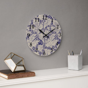 William Morris Wallflower Mönster Antik Blå Stor Klocka