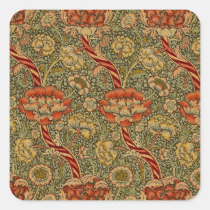 William Morris Wandle English Blommigt Damask Desi Fyrkantigt Klistermärke