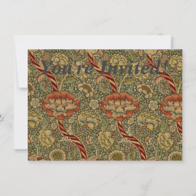 William Morris Wandle English Blommigt Damask Desi Inbjudningar (Framsida)