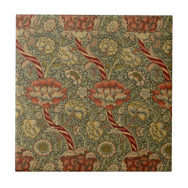 William Morris Wandle English Blommigt Damask Desi Kakelplatta (Framsidan)