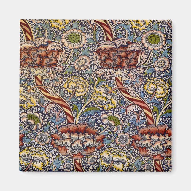 William Morris Wandle English Blommigt Damask Desi Magnet (Framsidan)