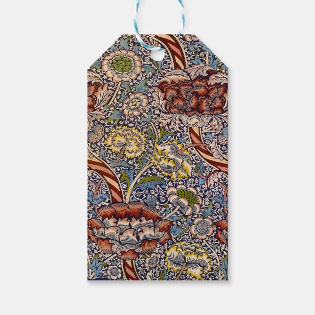 William Morris Wandle English Blommigt Damask Desi Presentetikett (Framsidan)