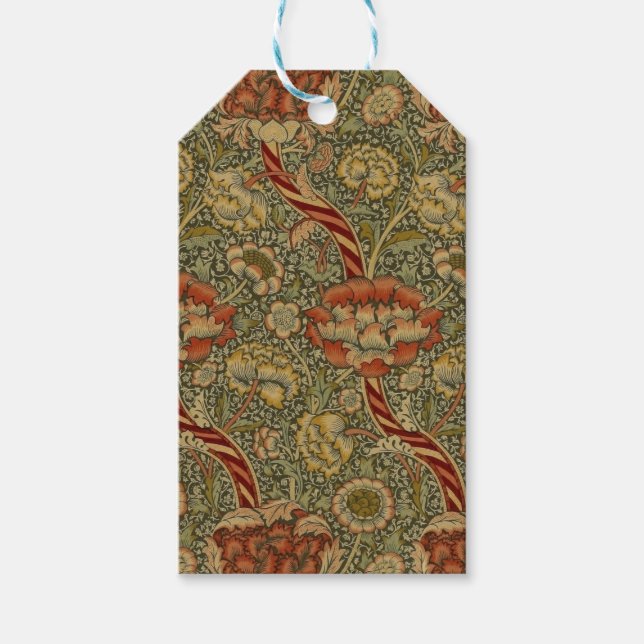 William Morris Wandle English Blommigt Damask Desi Presentetikett (Framsidan)