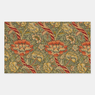William Morris Wandle English Blommigt Damask Desi Rektangulärt Klistermärke