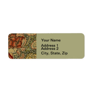 William Morris Wandle English Blommigt Damask Desi Returadress Etikett