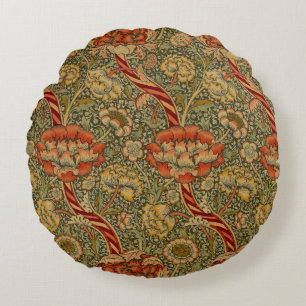 William Morris Wandle English Blommigt Damask Desi Rund Kudde