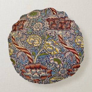 William Morris Wandle English Blommigt Damask Desi Rund Kudde
