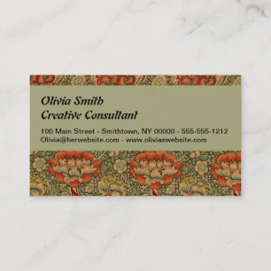 William Morris Wandle English Blommigt Damask Desi Visitkort