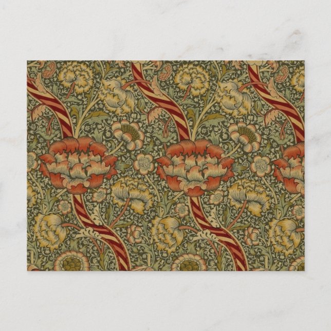 William Morris Wandle English Blommigt Damask Desi Vykort (Framsida)