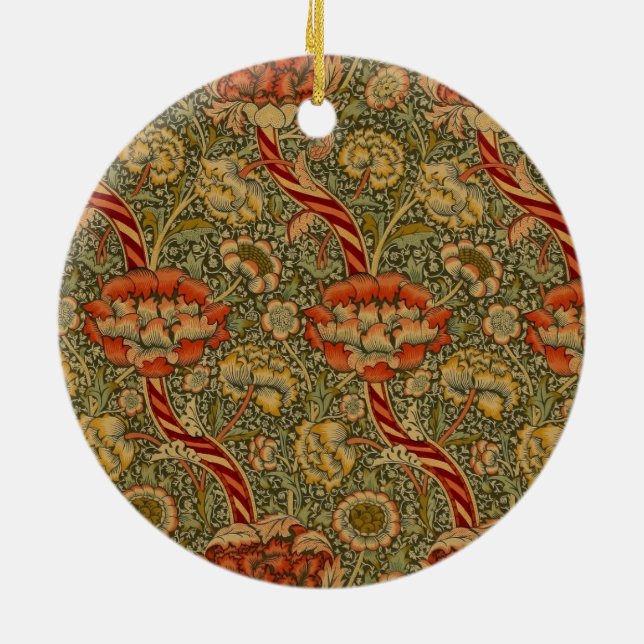 William Morris Wandle English Blommigt Design Julgransprydnad Keramik (Baksidan)