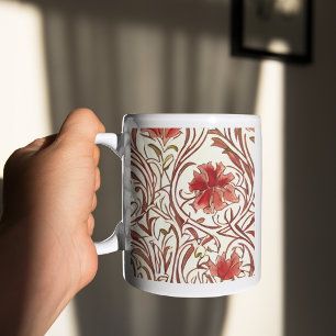 William Morris Watercolor Guld Red Brown Ivory Kaffemugg