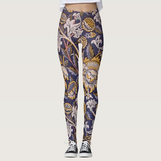 William Morris Wey Blommig Konst Handverk Tapet Leggings (Framsida)