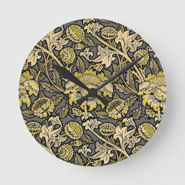 William Morris Wey Blommig Konst Handverk Tapet Rund Klocka (Framsida)