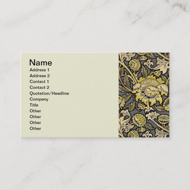 William Morris Wey Blommig Konst Handverk Tapet Visitkort (Framsida)