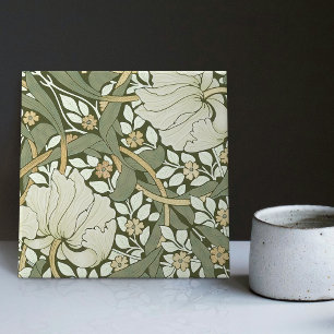 William Morris White Green Pimpernel Vintage Ceram Kakelplatta