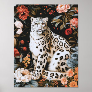 William Morris White Leopard med Blommigt Poster