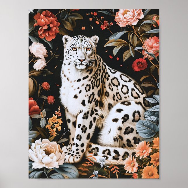 William Morris White Leopard med Blommigt Poster (Framsidan)