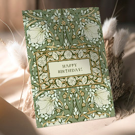 William Morris White och Grönt Pimpernel Birthday Kort