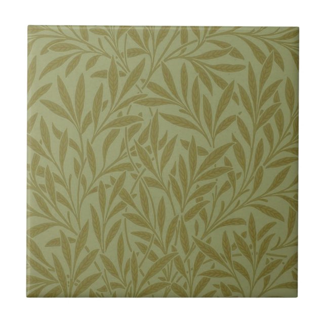 William Morris Willow Antique Grönt Löv Vine Art Kakelplatta (Framsidan)