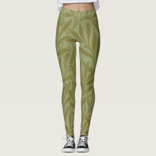 William Morris Willow Antique Grönt Löv Vine Art Leggings