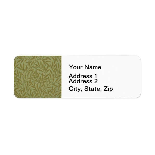 William Morris Willow Antique Grönt Löv Vine Art Returadress Etikett (Framsidan)