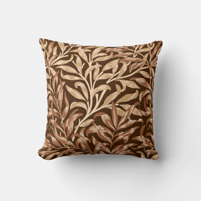 William Morris Willow Bough, Taupe och Brown Kudde (Framsida)