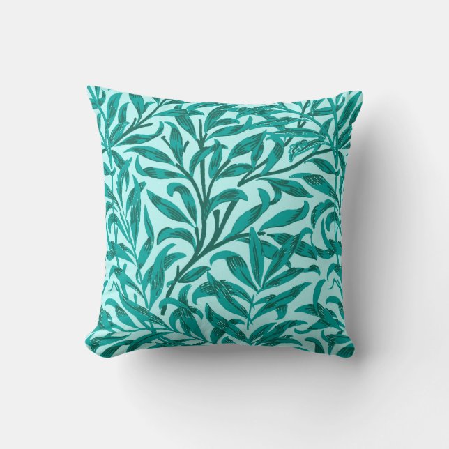 William Morris Willow Bough, Turcouise och Aqua Kudde (Framsida)
