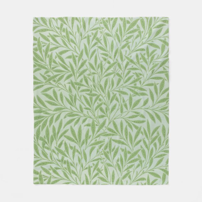 William Morris Willow Flower Classic Grön Fleecefilt (Framsidan)