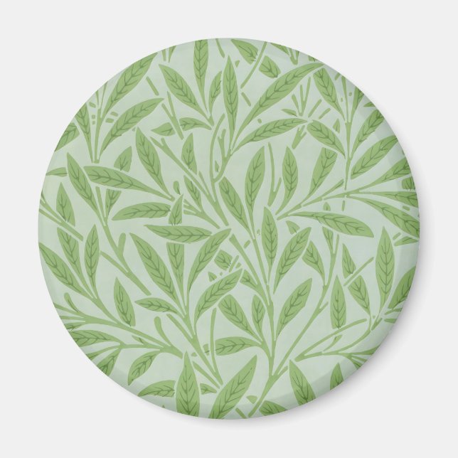 William Morris Willow Flower Classic Grön Magnet (Framsidan)